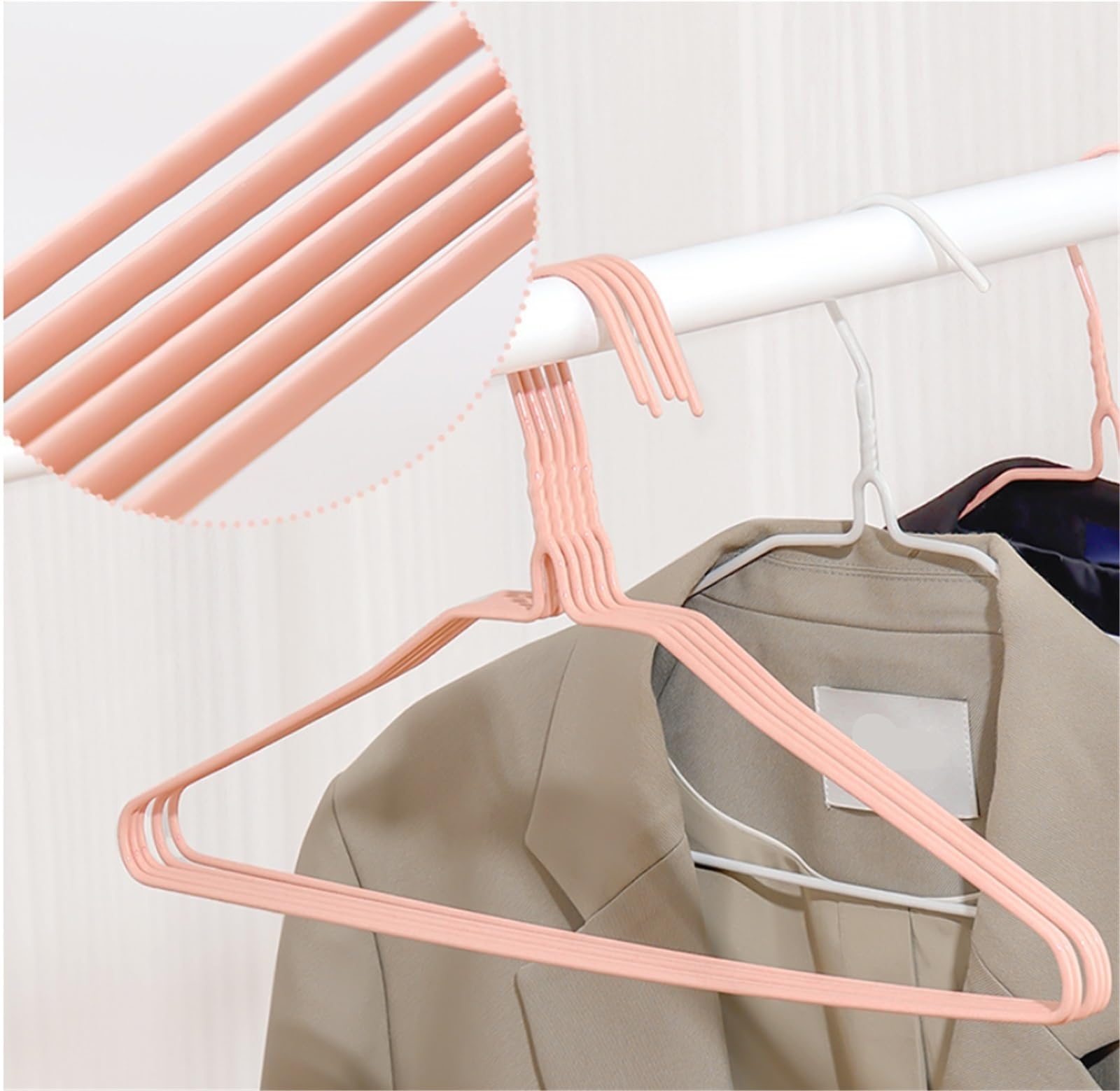 Casa Appendiabiti In Acciaio For Riporre L'armadio Con Forte Capacità Di Carico Essenziali per l'armadio(Pink,10pcs)