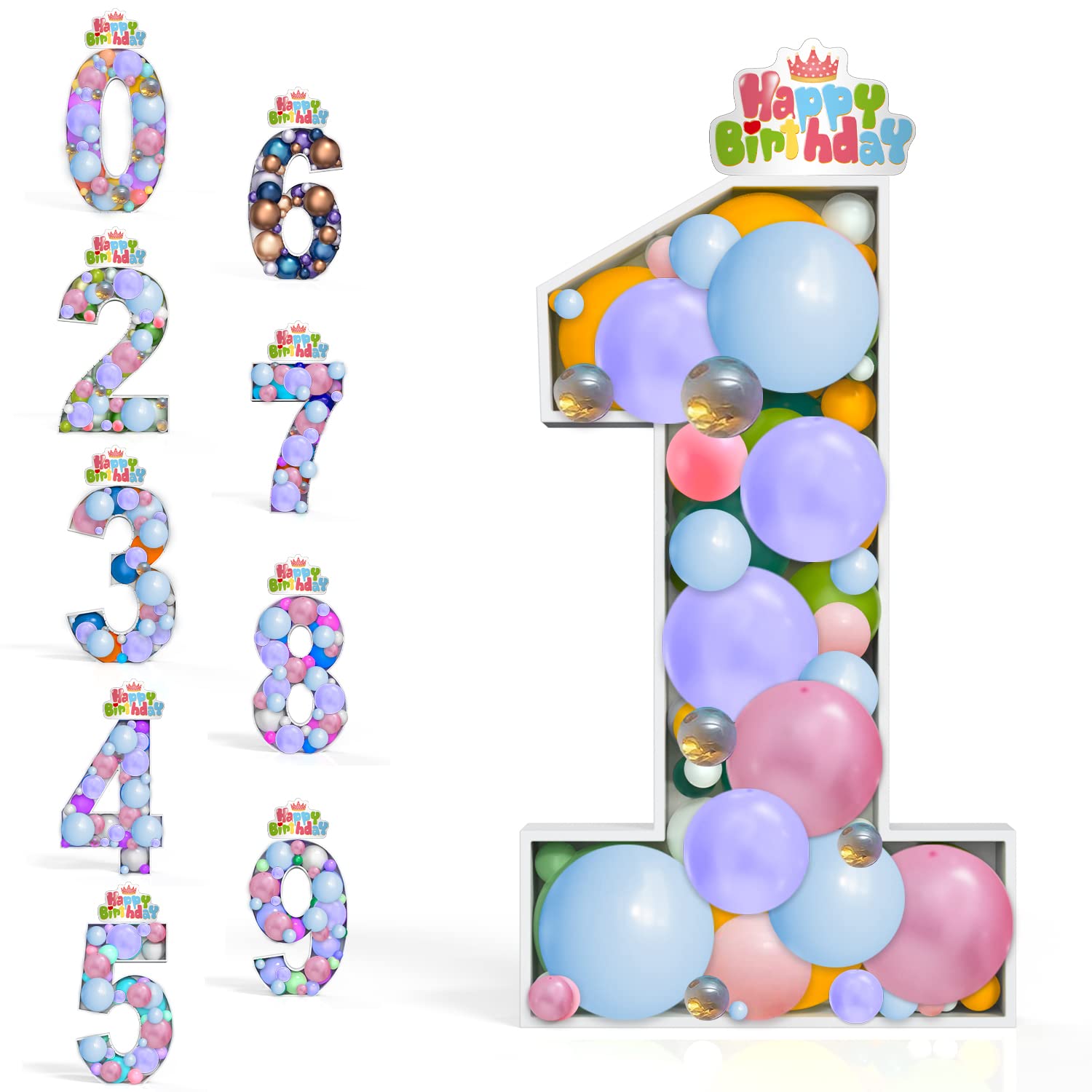 Buy 4FT Giant Mosaic Balloon Frame Number Marquee Light Up Numbers 1