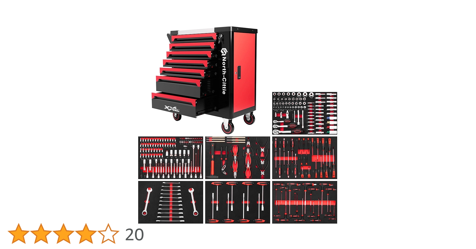 North-Cittie Przemysłowy 7-warstwowy wózek narzędziowy z 256