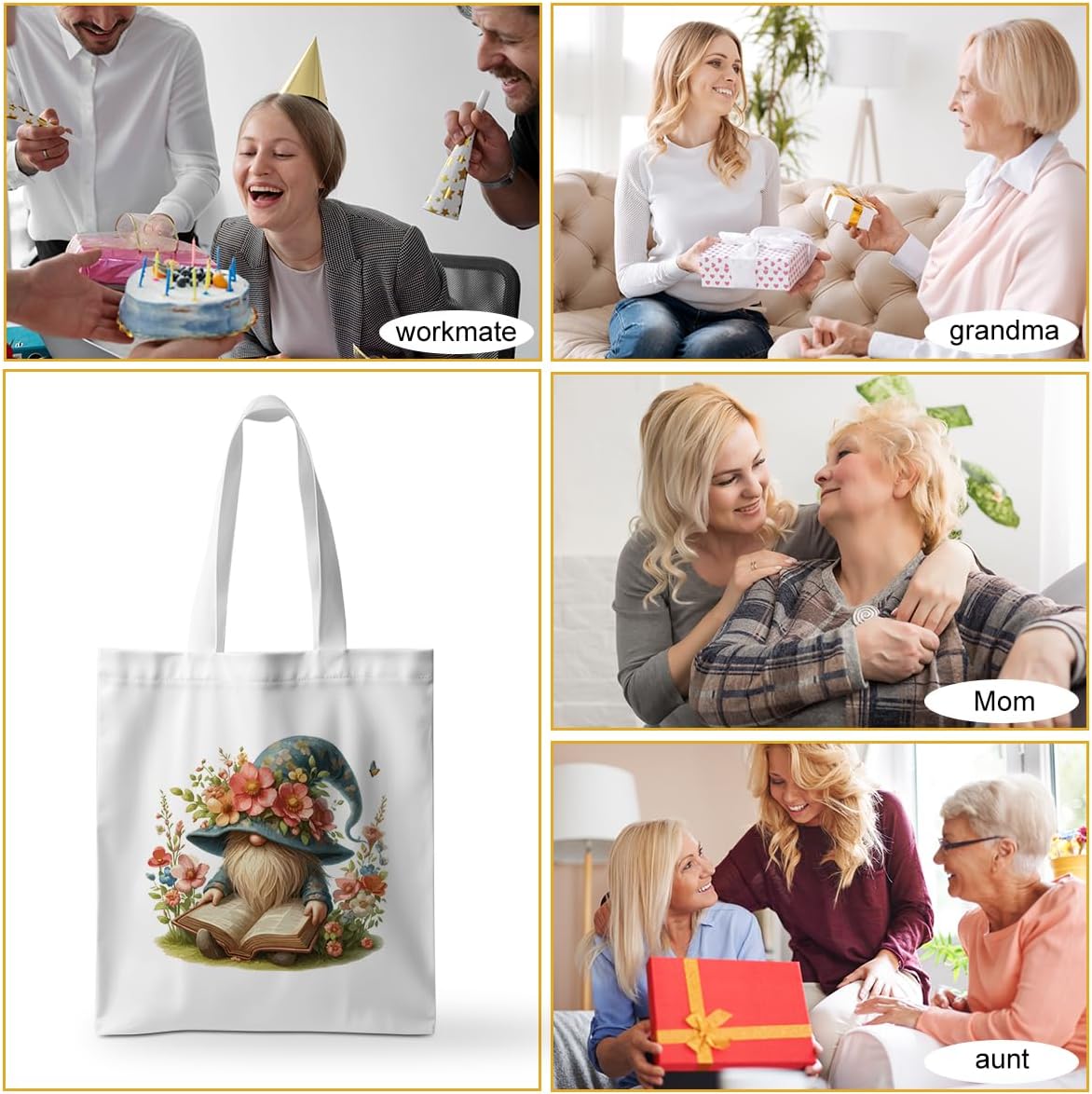 ZHAMEN Gnomes Gifts for Women - Funny Thanksgiving Pumpkin Christmas Halloween Sunflower Tote Bag - Image 5