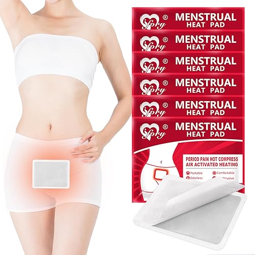 Almohadilla térmica para calambres menstruales, parches de calor para calambres menstruales, parches portátiles de terapia de calor, paquete de 6