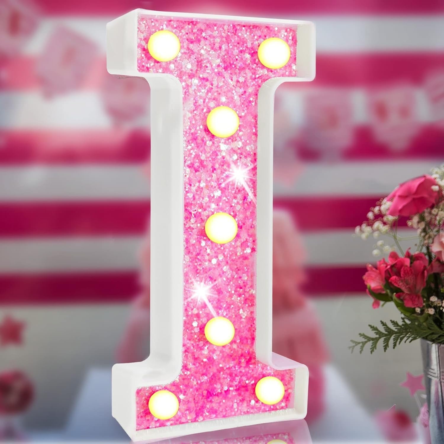 LED Marquee Letter Lights, Light Up Letters Glitter Alphabet Letter Sign Battery Powered for Night Light Birthday Party Wedding Girls Gifts Home Bar Christmas Decoration