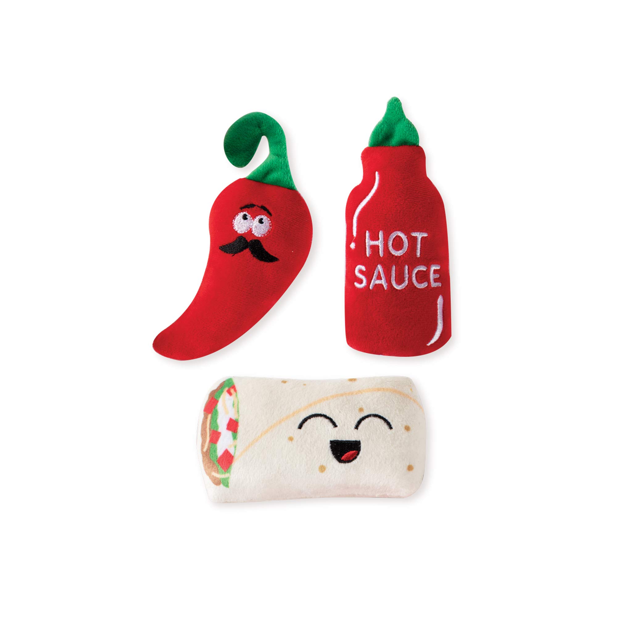 Fringe Studio, "Hot & Spicy Small Plush Dog Toy 3PCS Set, PetShop Collection (289435)