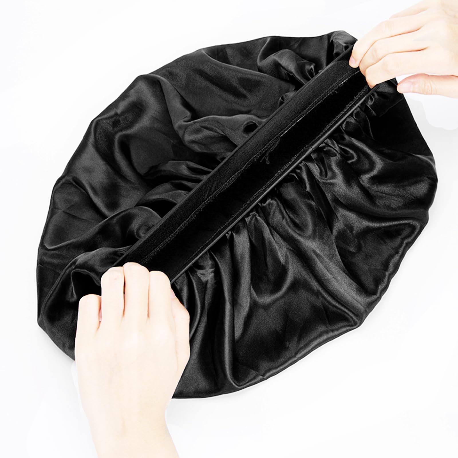 Lot de 2 Bonnets de Nuit en Soie - pour la Nuit - pour la Nuit - pour protéger Les Cheveux - Bonnet de Sommeil en Satin - Bonnet de Sommeil pour Dormir - Noir