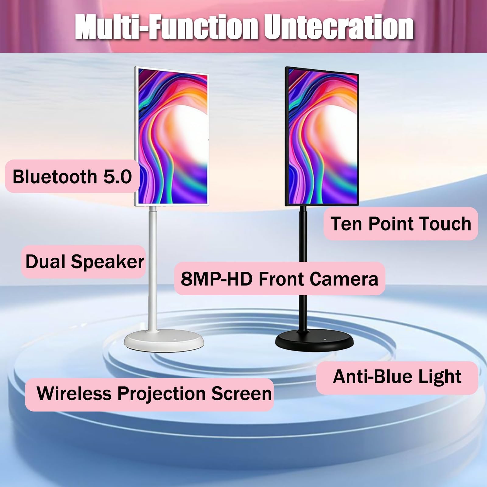 TV Portatile Intelligente 21.5/24/27/32 Pollici, con Batteria ad Alta capacità, Telecamera HD e Bluetooth, Operativo Android, 4GB+64GB/8GB+128GB, Schermo Touch(32inches,8GB+128GB)