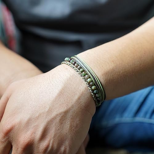 Miniatura 57 de Handmade Natural Stone Beaded Healing Bracelet Gift for Men Adjustable Rope String Bracelet