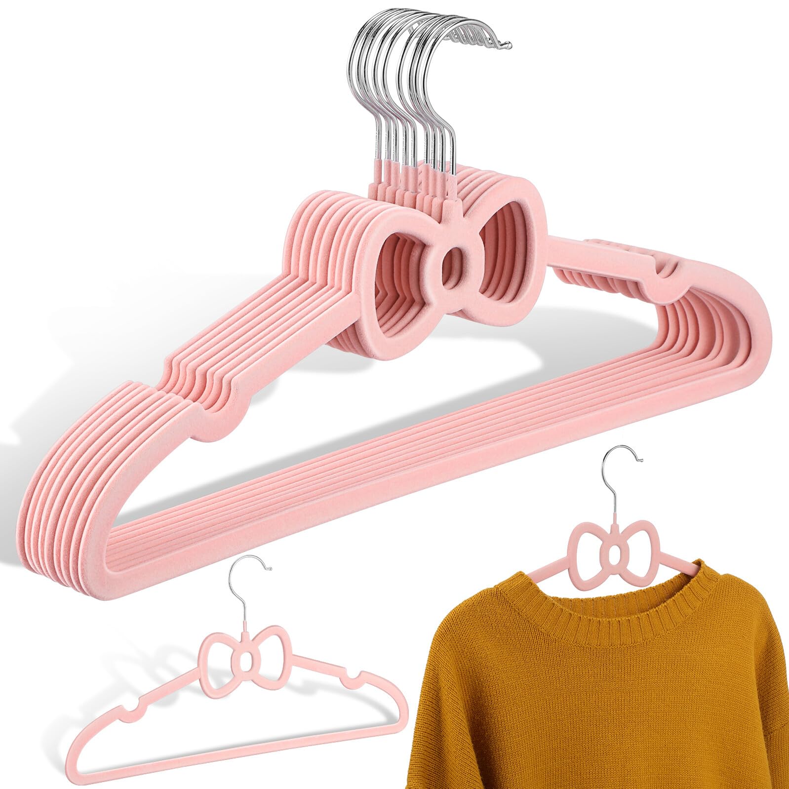 Cintres de velours rose anti-glisse pour éviter les chutes de vêtements