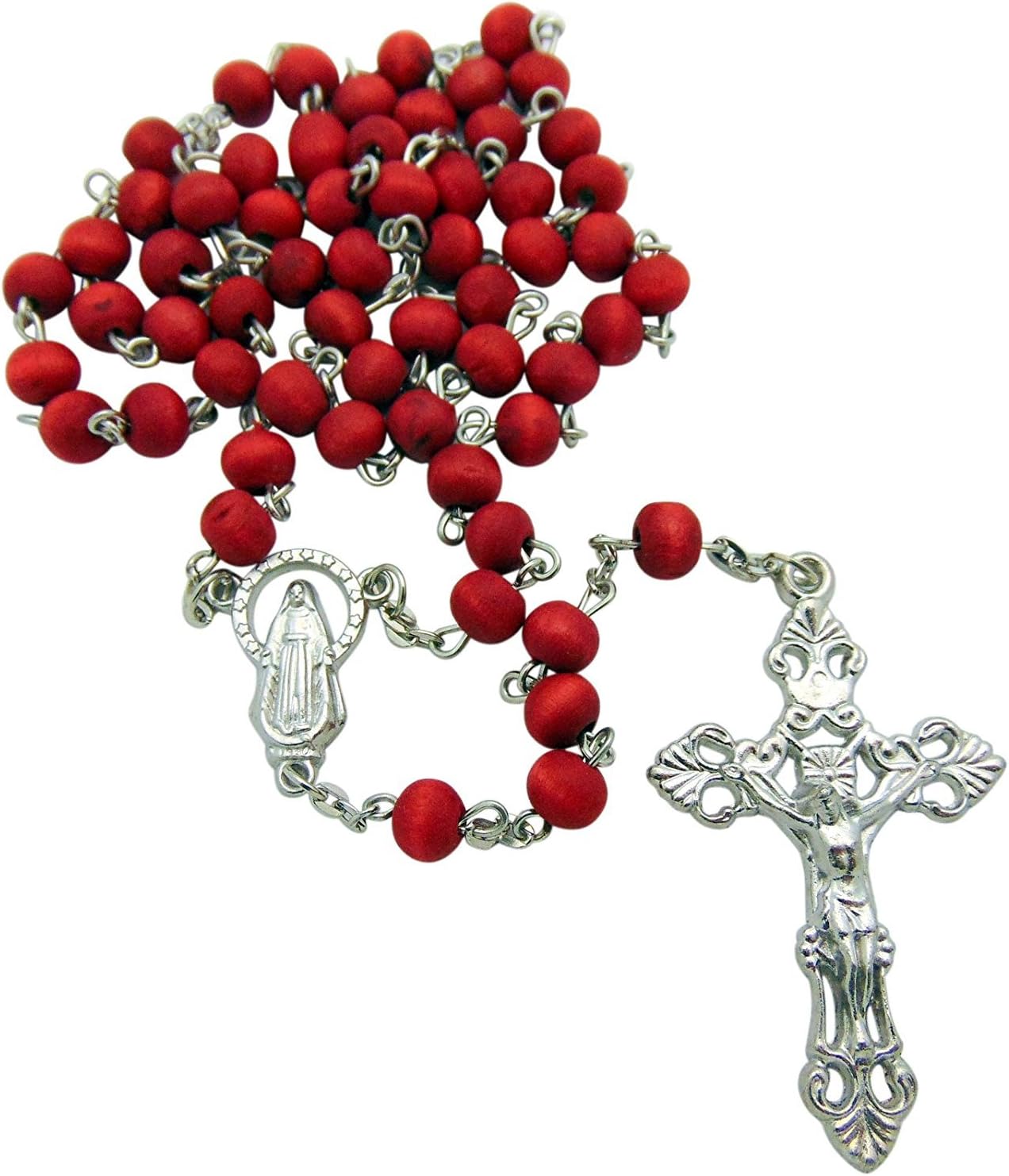 Rose Scented, Carved Wood Rose Petal Rosary
