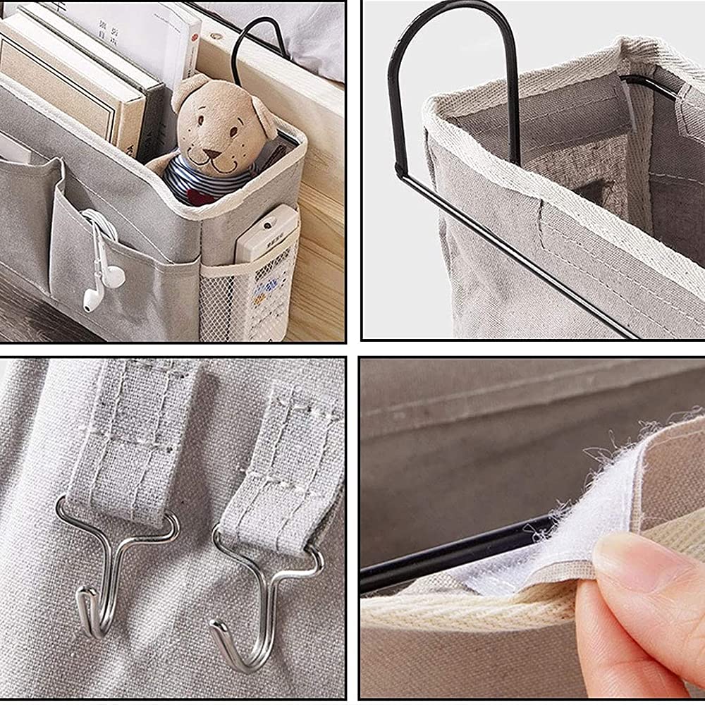 Kinderbett Hängetasche Grau - Praktische Aufbewahrung Mit Vielen Fächern Für Babyzimmer