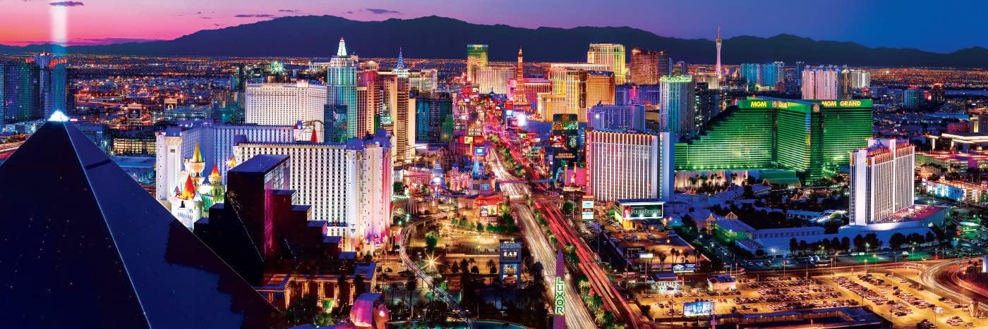 MasterPieces - 1000 Piece Jigsaw Puzzle, Las Vegas Skyline Panoramic, Fun for Adults, Family, Kids 13"x39