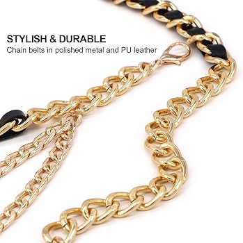 Amazon.com: LumiSyne Vintage Leather Chain Belt Women  display picture 3