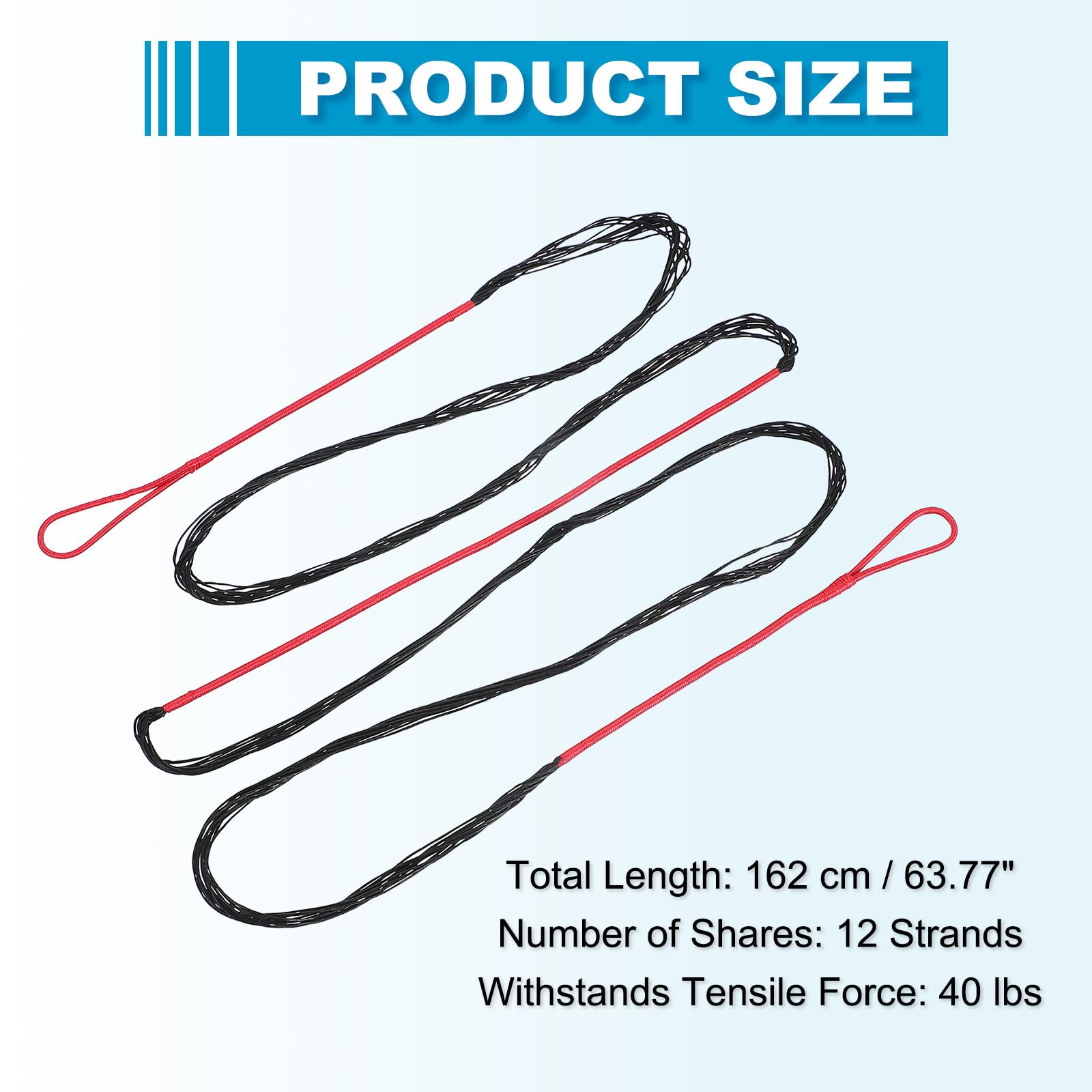 QUARKZMAN Cuerda Arco Recurvo Tradicional Reemplazo Amo 68" En 12 Hebras Accesorios Cuerda Arco para Equipo Tiro con Arco Universal Arco Largo Tradicional Recurvo Caballo (Negro/Rojo)