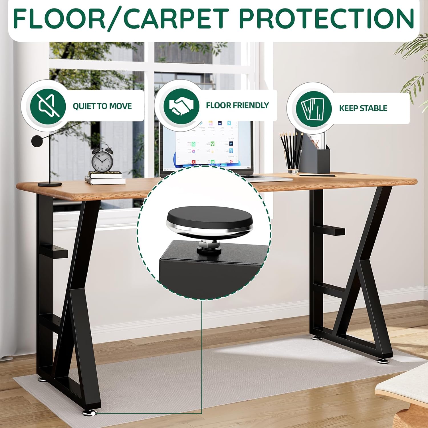 Table Legs-28inches Height 20inches Wide Furniture Desk Bench Dining Legs Adjustment Feet Pads K Shape Black Metal Table Legs Set of 2