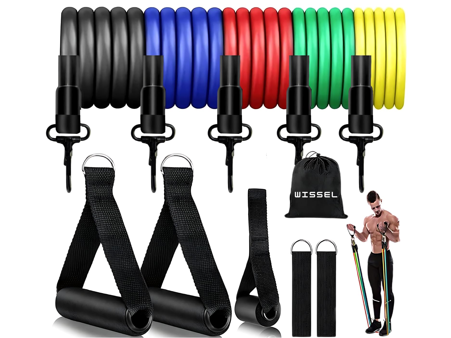 Wissel Resistance Band Set (11 Pcs) - Unbreakable Exercise Bands for Home Gym, Strength Training, Muscle Building & Fat Burning - Includes Digital Workout Book (B0D3BCP6YP) Amazon Price History, Amazon Price Tracker