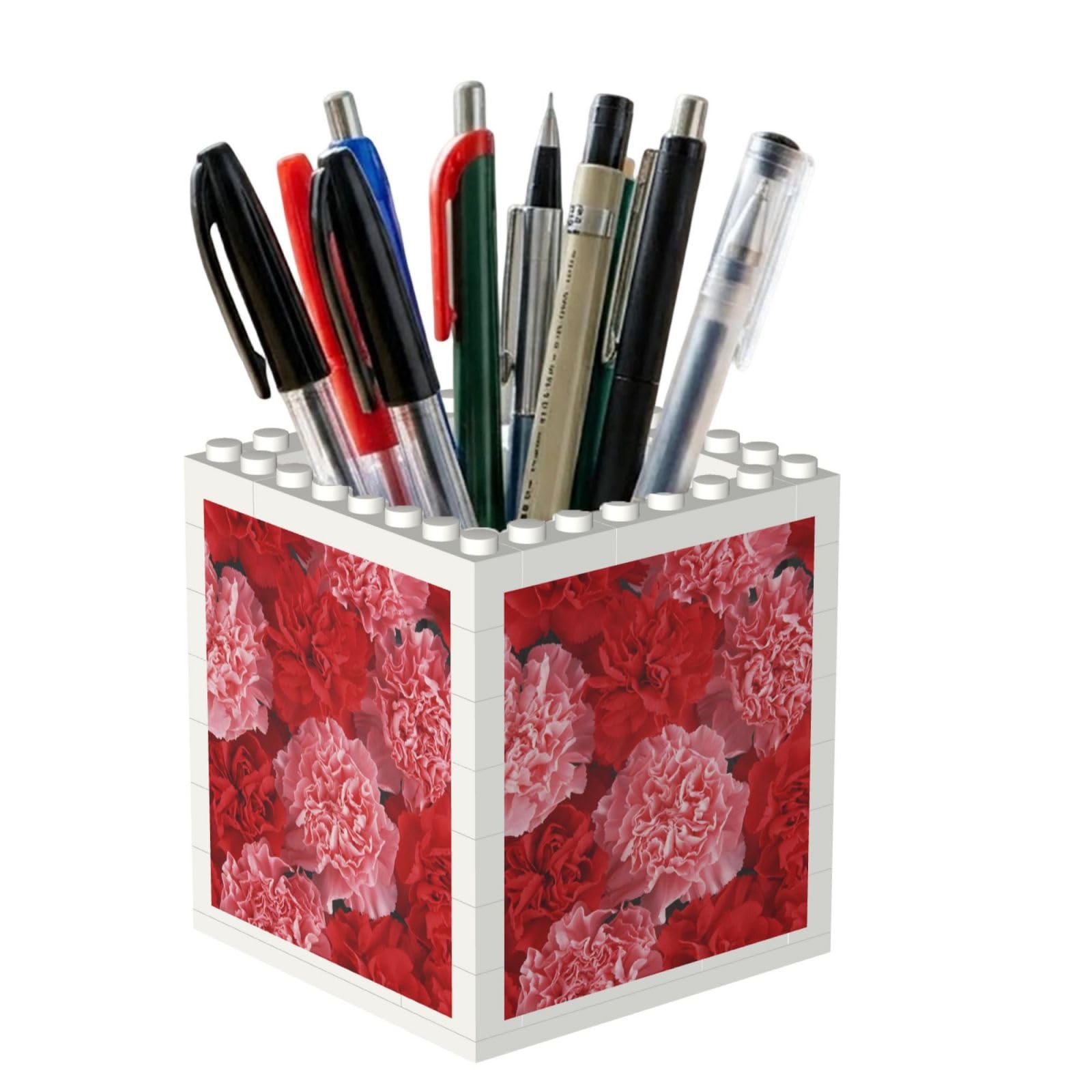 Poadnly Flowers Plants Carnation Flower Wallpaper, Pen Pot Pencil Holder for Office Home School, Compact Desk Organiser for Office Stationery