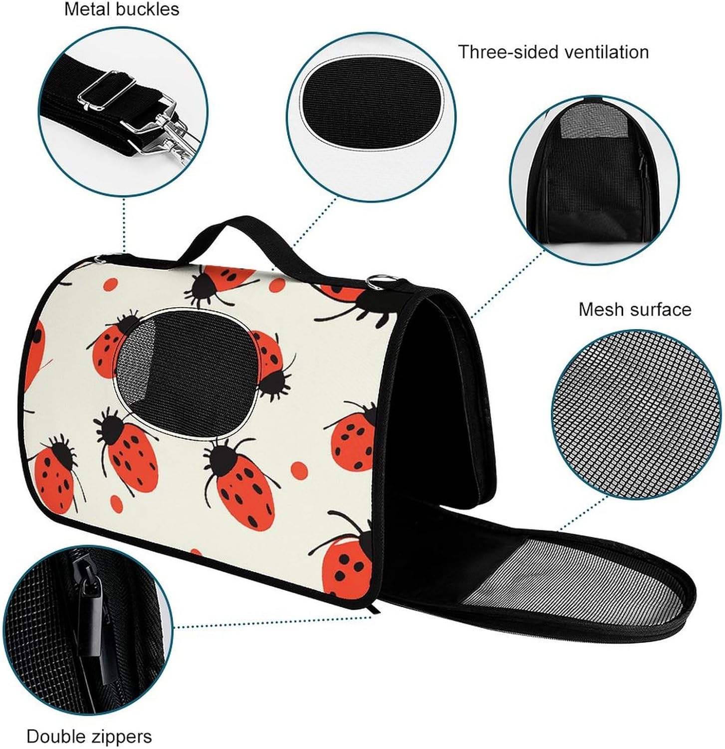Pet Handbags, Ladybugs Pattern Printed Pet Handbags,folding Pet Bags,new Pet Handbags,universal Pet Handbags, 45X26X23.5cm