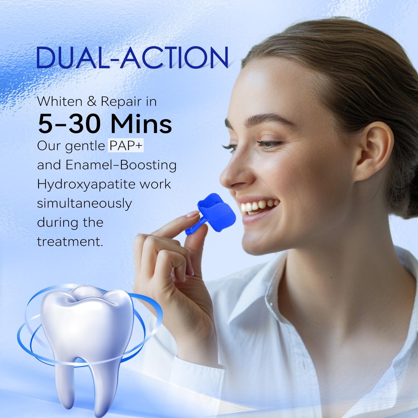 Kit de blanqueamiento dental con Pap+ | Bolígrafo de gel blanqueador de dientes de 10 ml y bandeja de blanqueamiento de silicona para todos los dientes, sin sensibilidad, sin peróxido y kit de