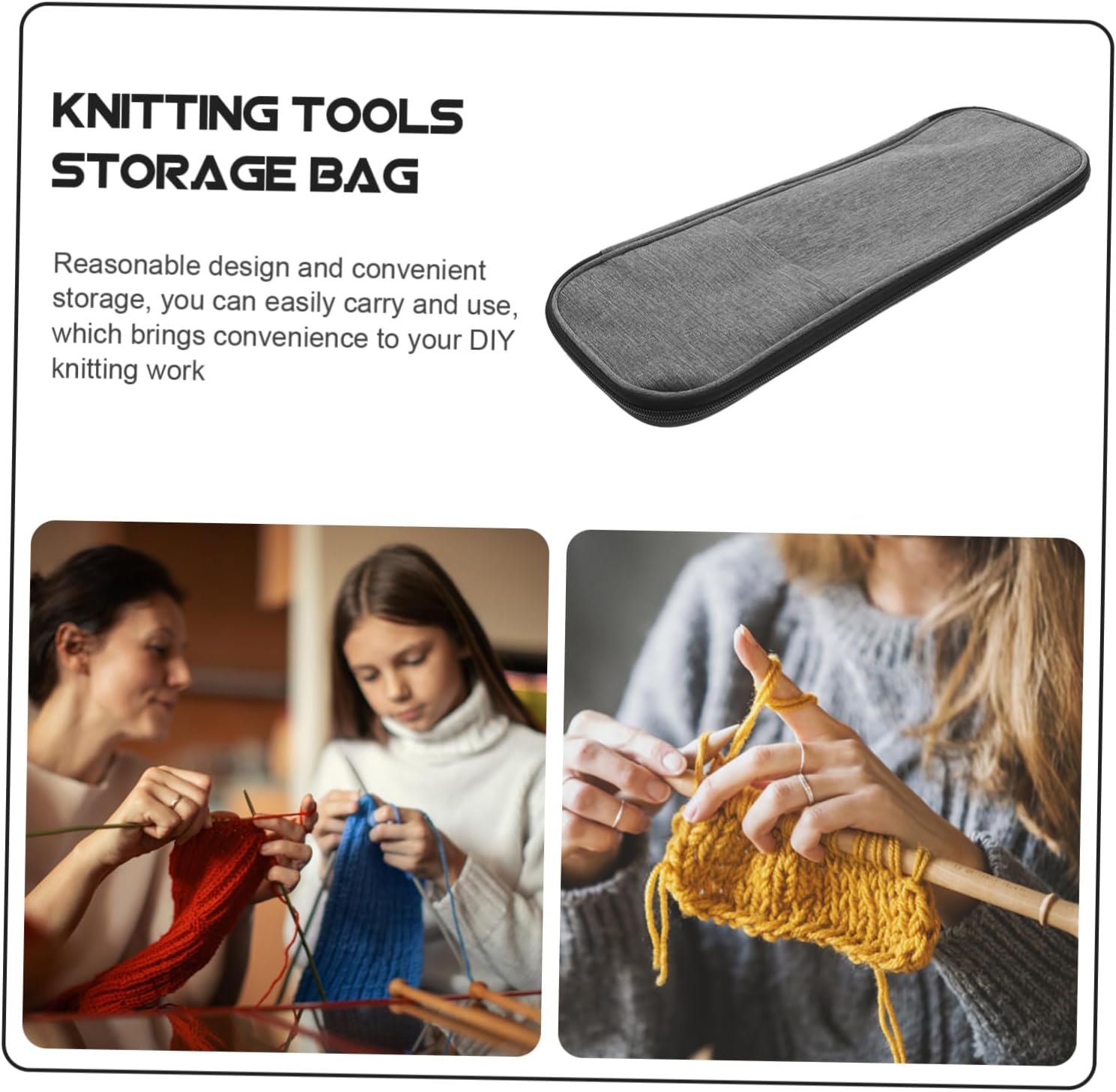 VILLFUL Knitting Needles Yarn Holder Handheld Bag for Crochet Crochet Tote Bag Additional Pockets