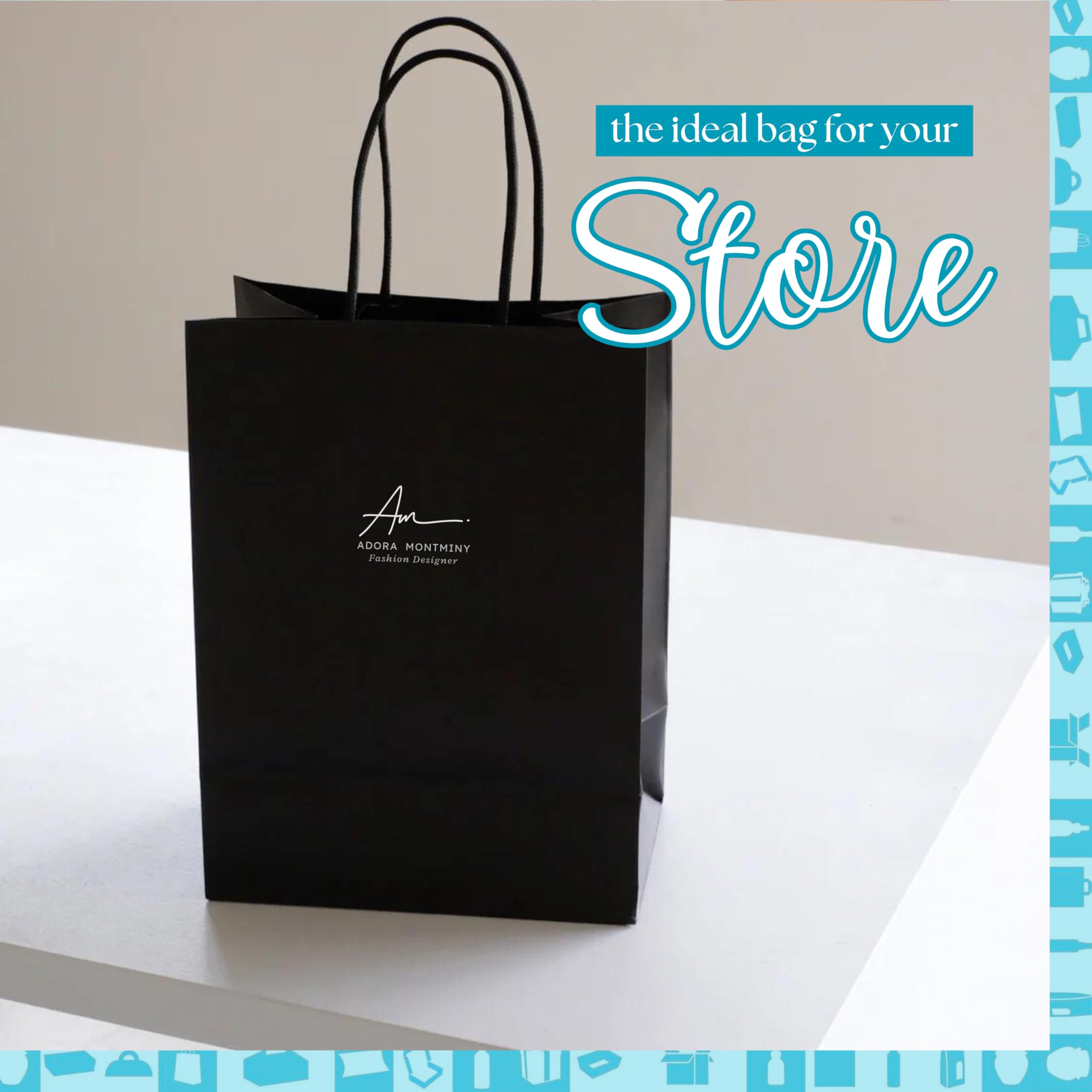 50 Sacchetti di Carta Kraft Nero con Manici 25x12x32cm | Borsa per lo Shopping, Regali di Nozze