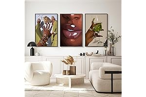 Set of 3 Black Girl Wall Art African Woman Canvas Wall Decor