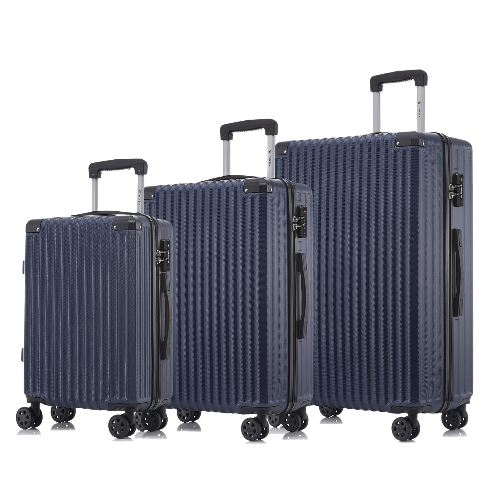 yonsly Koffer Suitcase, Trolley Reisekoffer, Rollkoffer Handgepäck mit 4 Rollen 360°, ABS Hartschalen, Sicherheitsschloss, Weicher Gummigriff, 210D-Futter