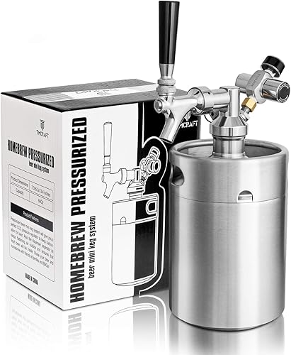 TMCRAFT Mini Growler de barril presurizado de 64 onzas, sistema portátil de barril de acero inoxidable con regulador de CO2 actualizado que se