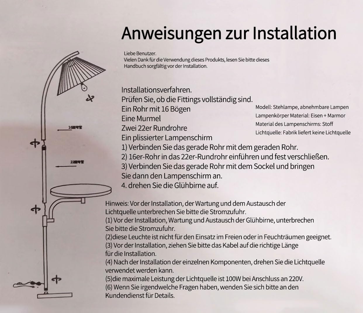 Stehlampe mit Tisch-Faltenschirm, vertikale Lampe, multifunktionale Stehlampen mit Trennwand, verstellbarer Kopf, Steh-Stehleuchten, Sofa-Eck-Leselampen, hohe Lampen für Schlafzimmer Wohnzimme