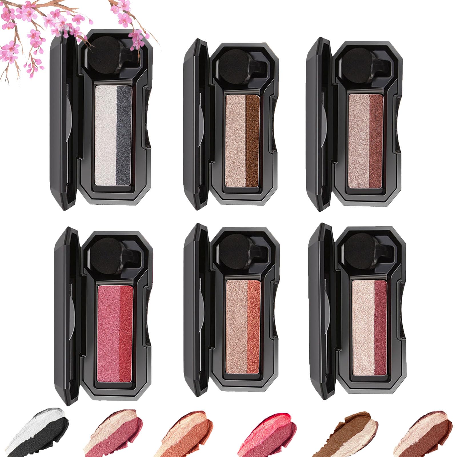 RJDJ Perfect Dual Color Eyeshadow - 6pcs, Highly Pigmented, Exquisite Glitters, Waterproof, Long-Lasting