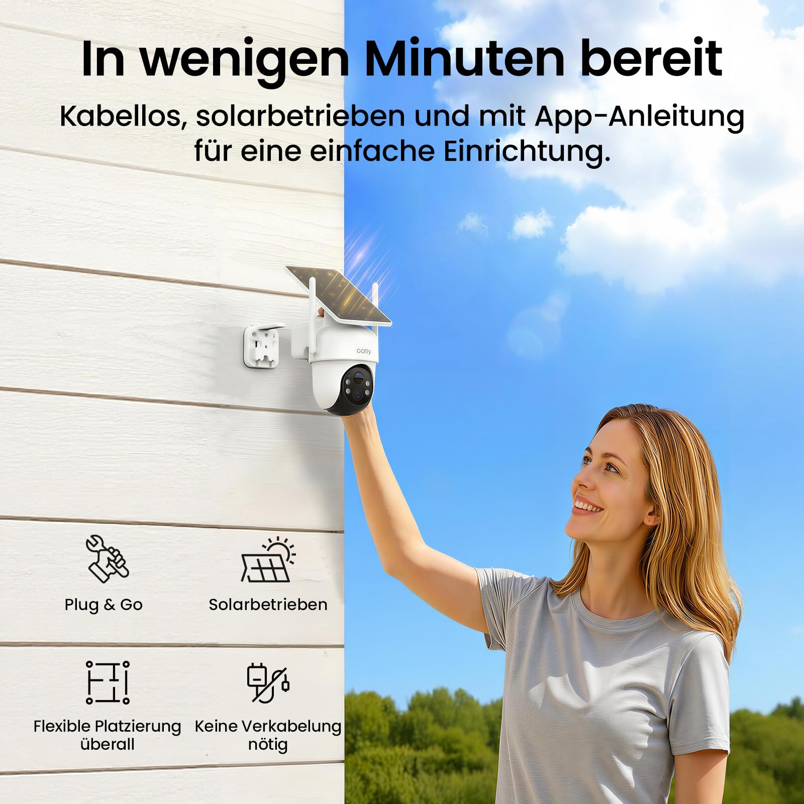 aosu 3K Solar Überwachungskamera Aussen Set mit 2K Video-Türklingel | Mit Indoor Kamera, 360° Rundumschutz, KI-Erkennung, Kamera-Tracking, Farb-Nachtsicht, 32GB Speicher bis 16TB, IP65 Wetterfest