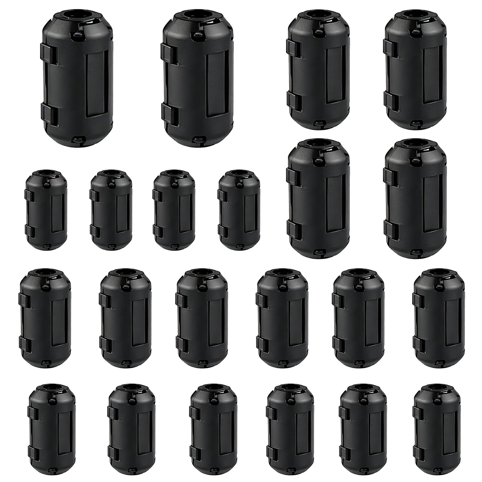 Núcleo de Ferrita para Cable 22 Piezas, Supresor de Ruido EMI RFI Clip-on Negro 3.5/5/7/9/13 mm