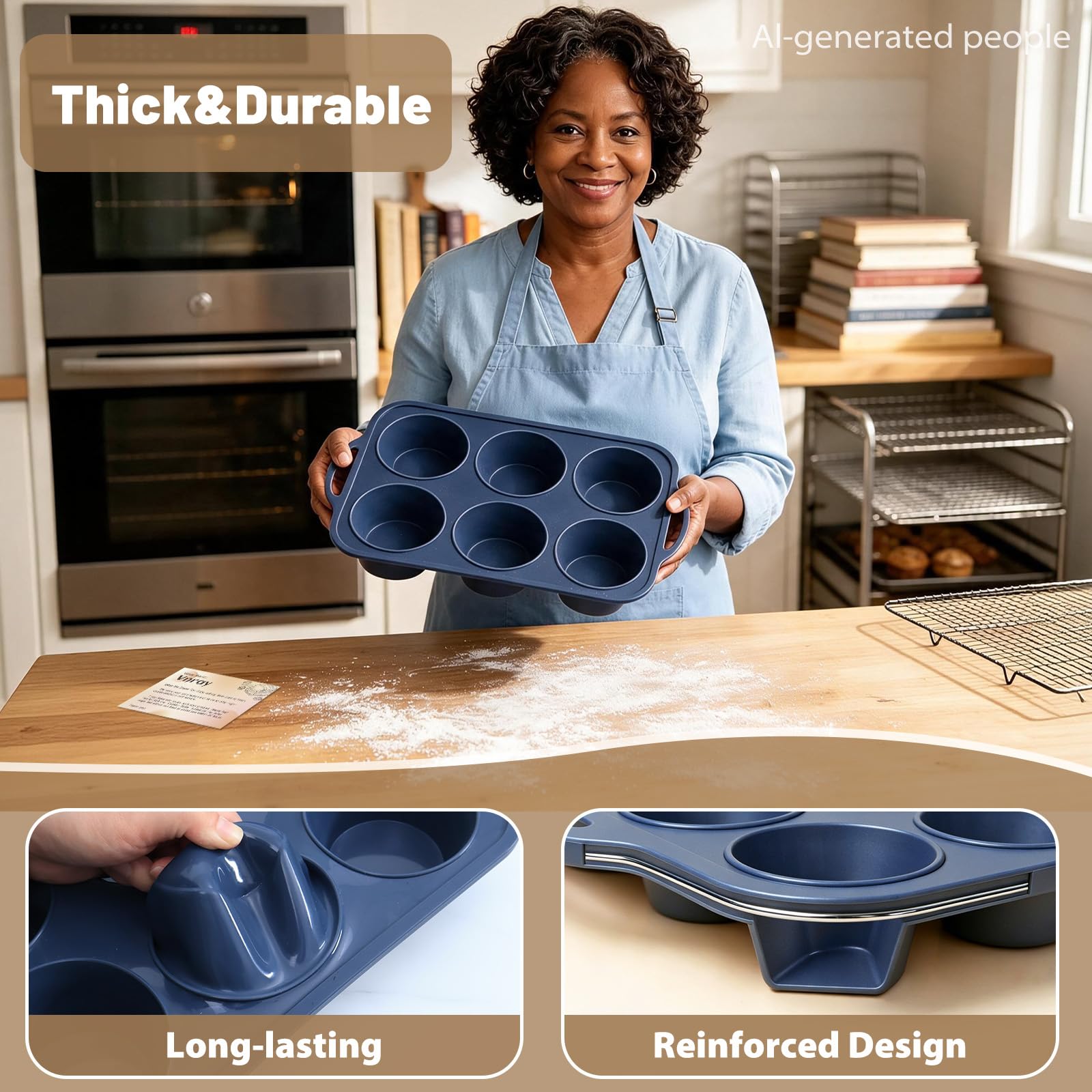 Jumbo Silicone Muffin Pan - Non Stick & Easy Release -8
