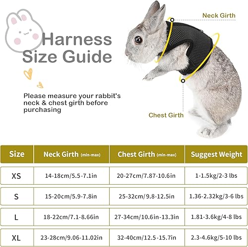Miniatura 10 de PETTOM Arnés de conejillo de Indias, con correa elástica, bonito arnés de malla suave para mascotas, arnés para mascotas pequeñas, sin tirones,