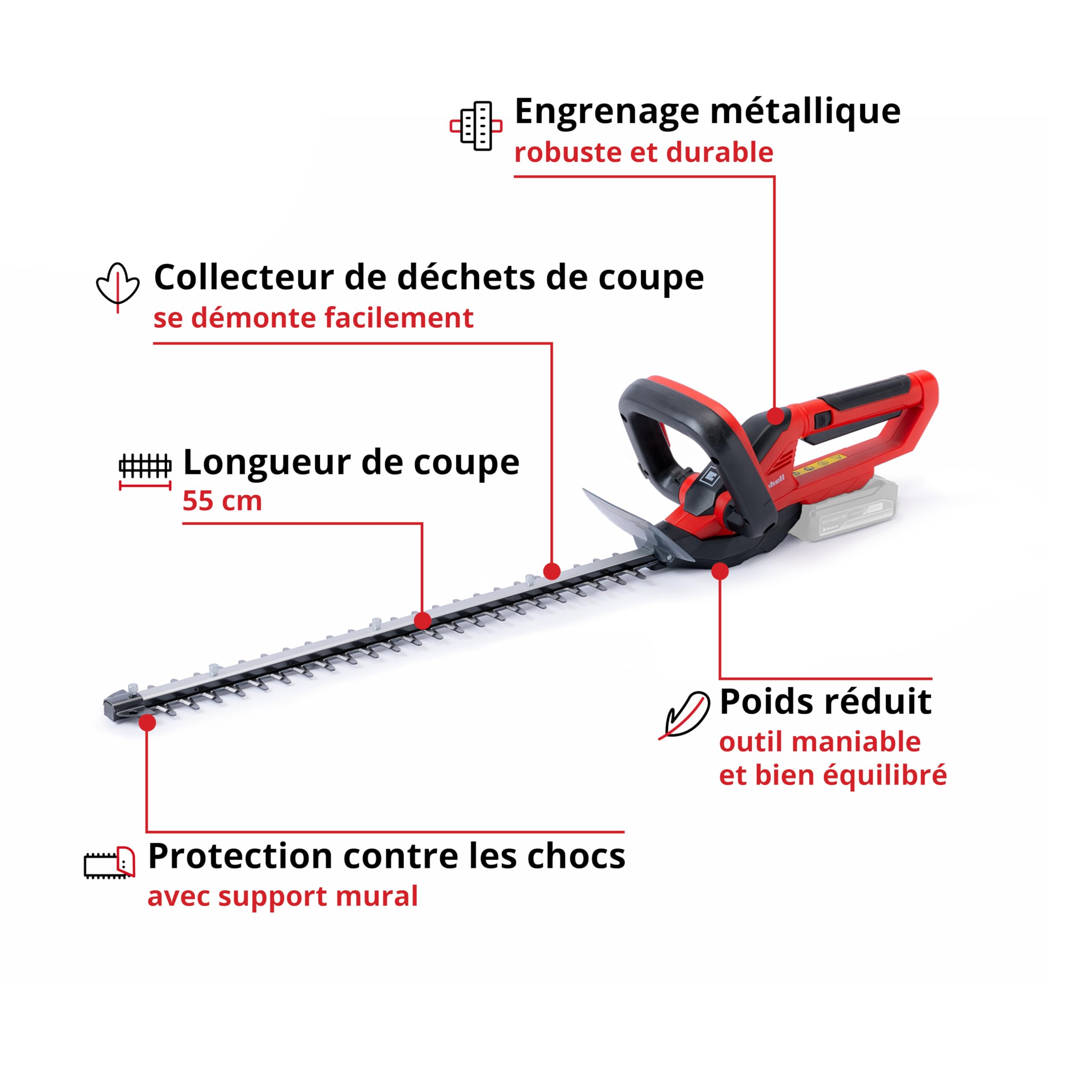 Einhell Taille-haie sans Fil GC-CH 1855/1 Li-Solo