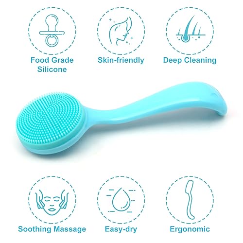 Miniatura 7 de HINZIC Cepillo de limpieza facial manual de silicona, respetuoso con la piel, impermeable, limpiador exfoliante para puntos negros, eliminación de