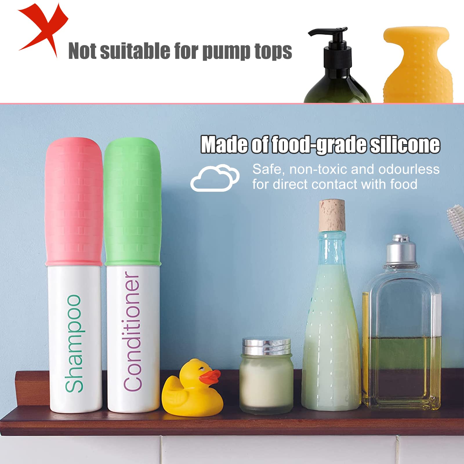 12 Manicotti In Silicone Per Bottiglie Da Viaggio - Copribottiglie Antigoccia Per Shampoo E Bagnoschiuma - Foto 4
