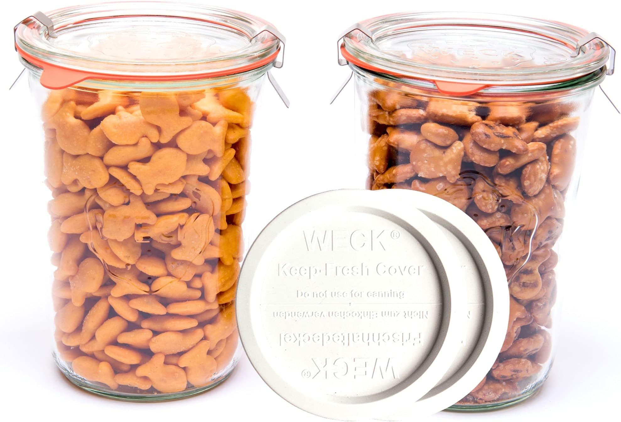 Canning Jars 743 Sourdough Starter,Set of 2 Weck Mold Jars made of Transparent Glass,Set includes 2 WECK Mold 743 Jars with Glass & Keep Fresh Lids, Gaskets and Clips