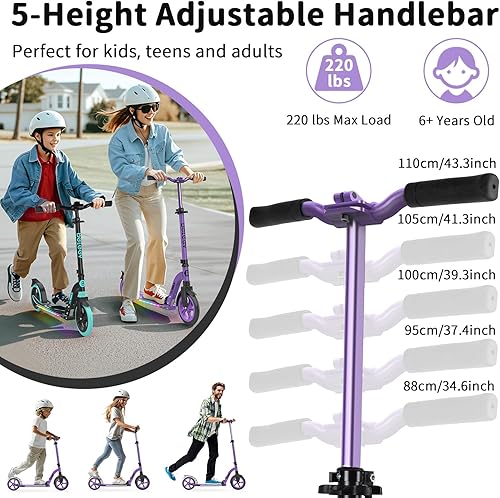 Miniatura 3 de BELEEV V8 Scooters para niños a partir de 6 años con cubierta iluminada, scooter plegable de 2 ruedas para adultos y adolescentes, 4 de altura