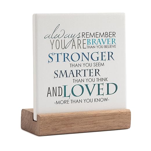 Lukiejac Inspirational Quotes Desk Decor Gifts For Women Best Friend Encouragement Cheer Up Gifts Office Inspiration Positive Plaque With Wooden Stand For Cowoker Motivational Sign For Birthday (Blue)