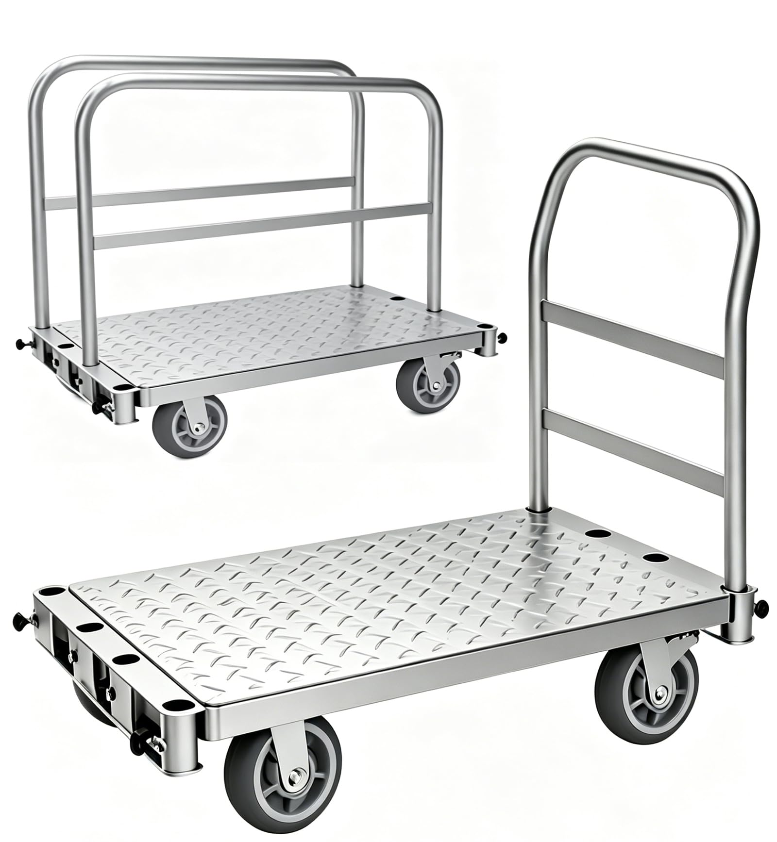 Carro con placas 3 en 1, 100 x 60 x 84 cm, carro de plataforma plegable 500 kg, carro de transporte con frenos, ruedas TPR silenciosas, sistema de agarre doble para paneles en seco, taller