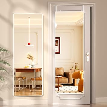Hasipu Door Mirror Full Length, 56 x 16 Inch Full Body Wall Mirror Over The Door Hanging Mirror for Bedroom, Living Room, Cloakroom