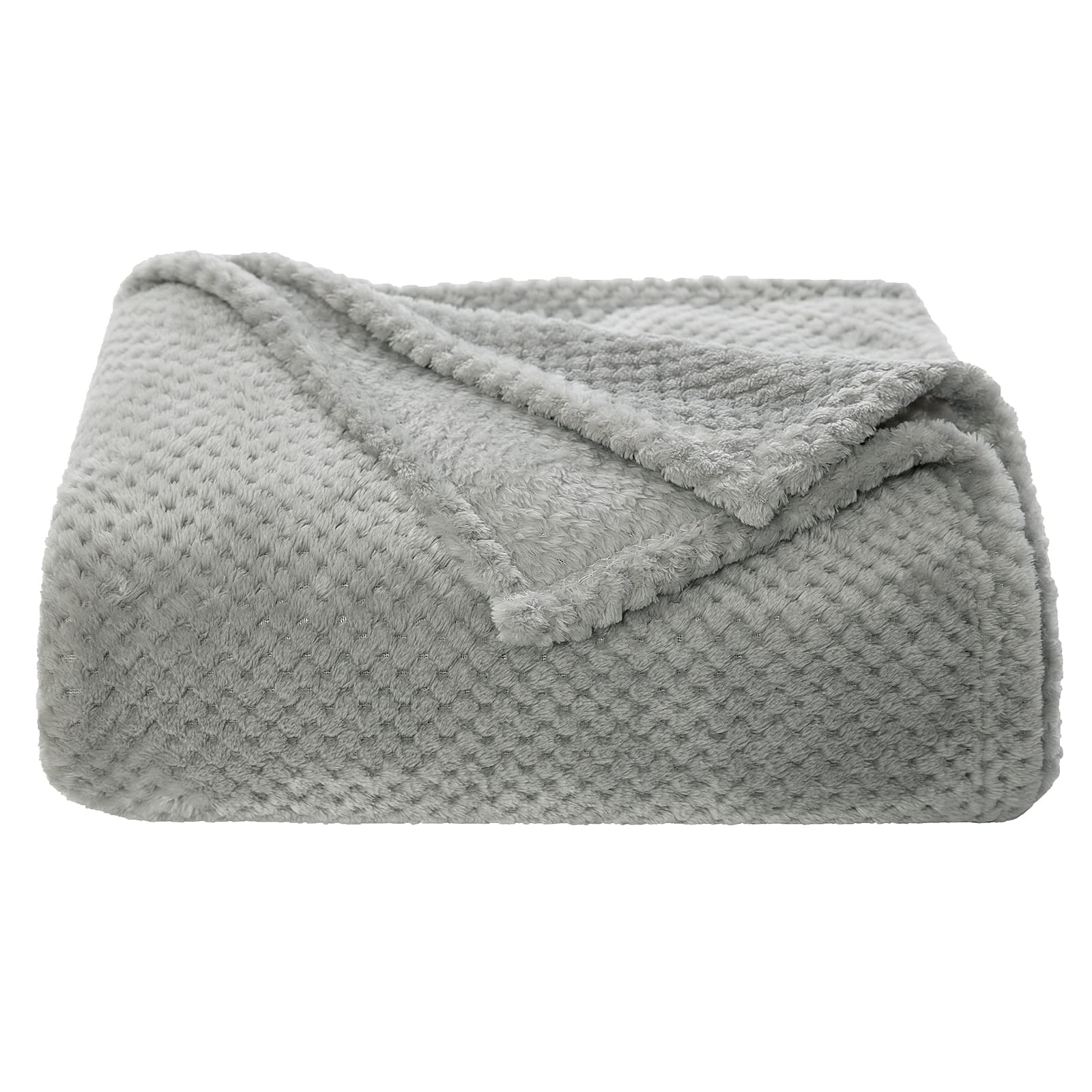 MIULEE Manta Blanket Franela para Sófas Mantas de Terciopelo Diseño Granulado para Siesta Suave Grande Cálida para Cama Felpa para Mascota Cama Habitacion Dormitorio 1 Pieza 150x200cm Gris Claro