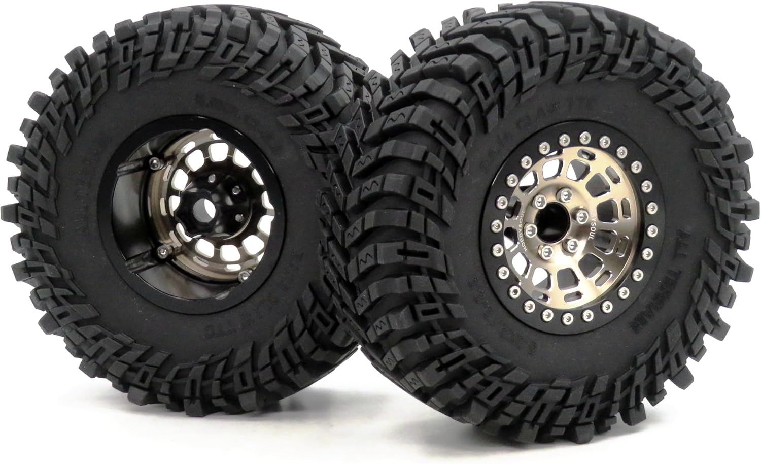 HOBBYSOUL -10mm Negative Offset 2.2 Beadlock Wheels and Tires, 5.0'' Tall tyre & 40mm Wide Rims for RC Mud Crawler All Terrain TRX4 Gen8 Capra Wraith Upgrades,HS701094