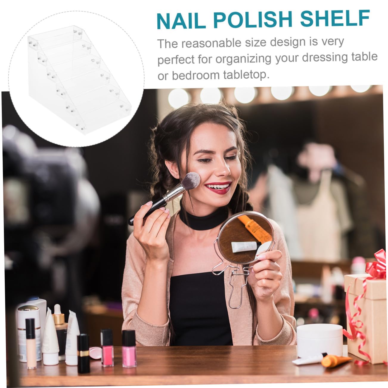 6-warstwowy akrylowy stojak ekspozycyjny na lakier do paznokci – wielowarstwowa półka nizer do manicure do salonu i użytku domowego stylowy stojak na kosmetyki i akcesoria kosmetyczne