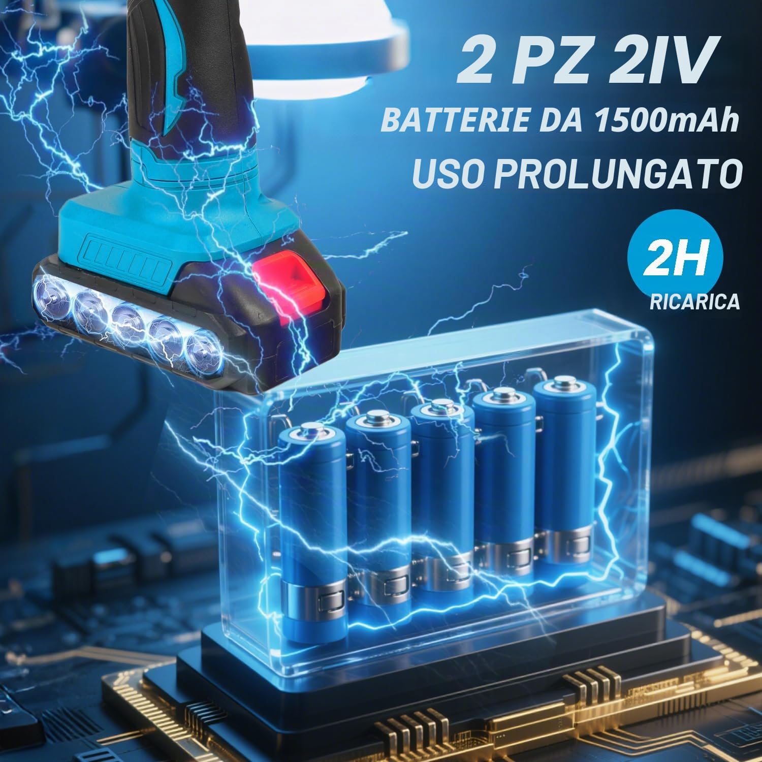 HERZO Lucidatrice a batteria 150 mm, tampone auto e lucidatrice, 6 velocità variabile, set di lucidatura auto, 2 batterie da 21 V 1,5 Ah, lucidatrice senza fili per la cura dell'auto, lucidatura, cera