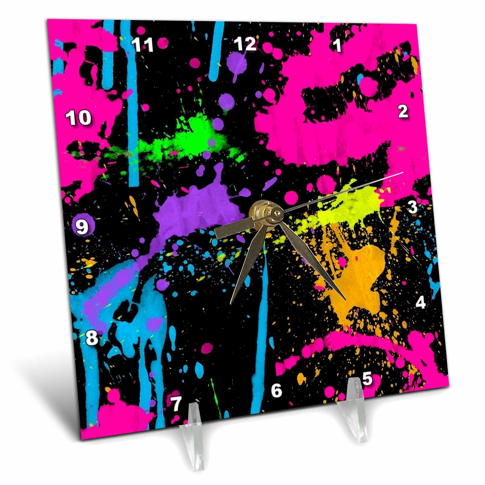 Horloge de bureau noir peinture néon 3dRose pour rompre la monotonie