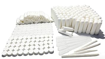 1000PCS Essenial Oil Aromatherapy Blank Nasal Inhtaler Tubes Includes 1000 inhalers+1000 unscented Wicks+100 Plastic Droppers+10 Plastic Tweezers