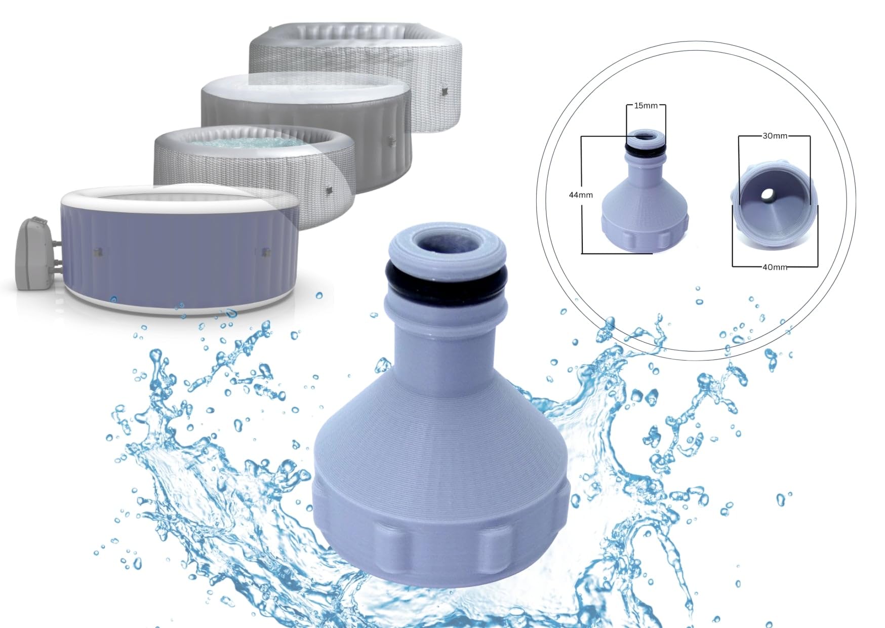 Drainage Adapter Compatible with Wave hottub ONLY (only 1 Connector), White