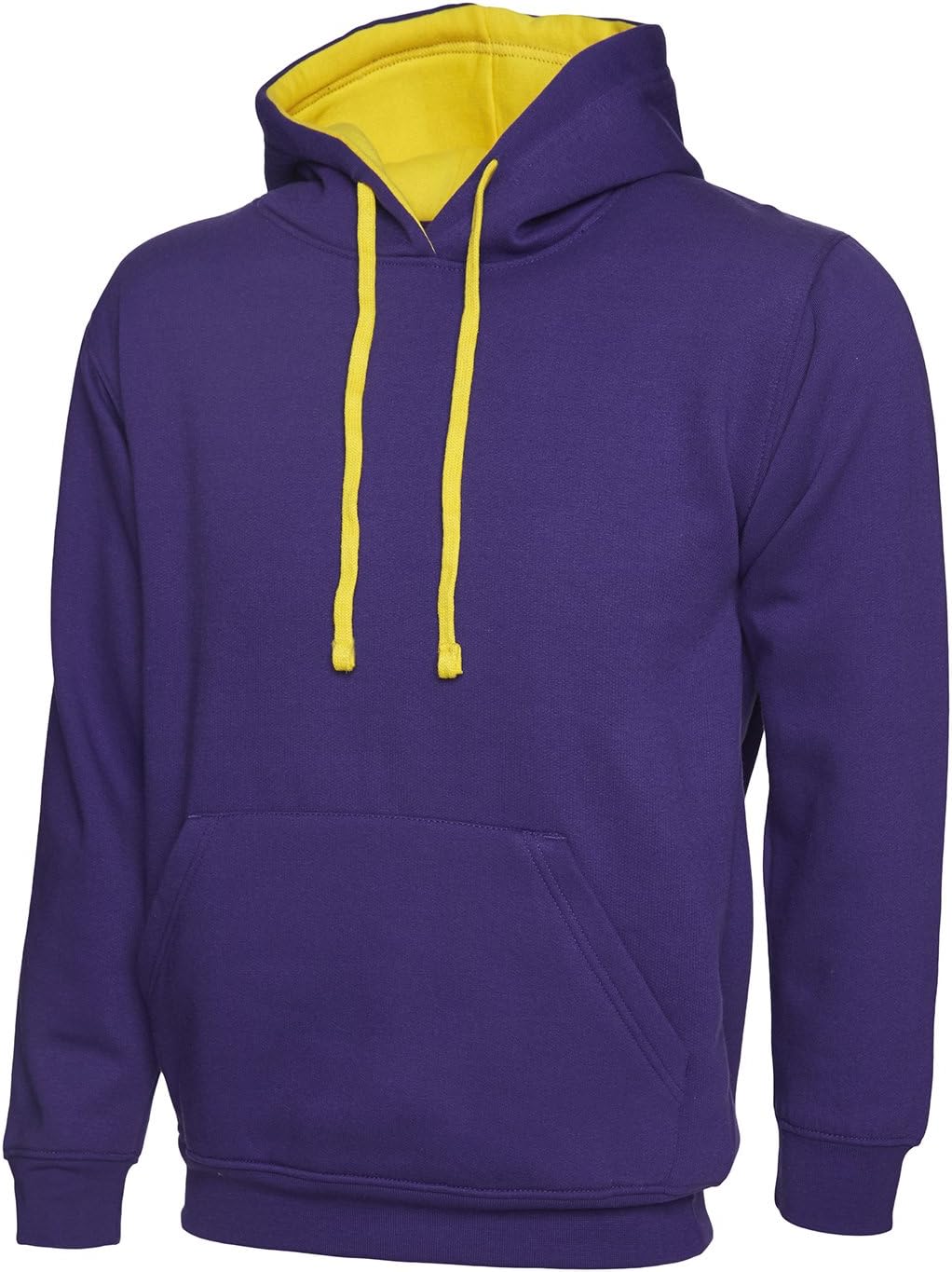 Uneek Clothing Men’s Plain Contrast Hooded Sweatshirt Top Xx-Large Purple/Yellow