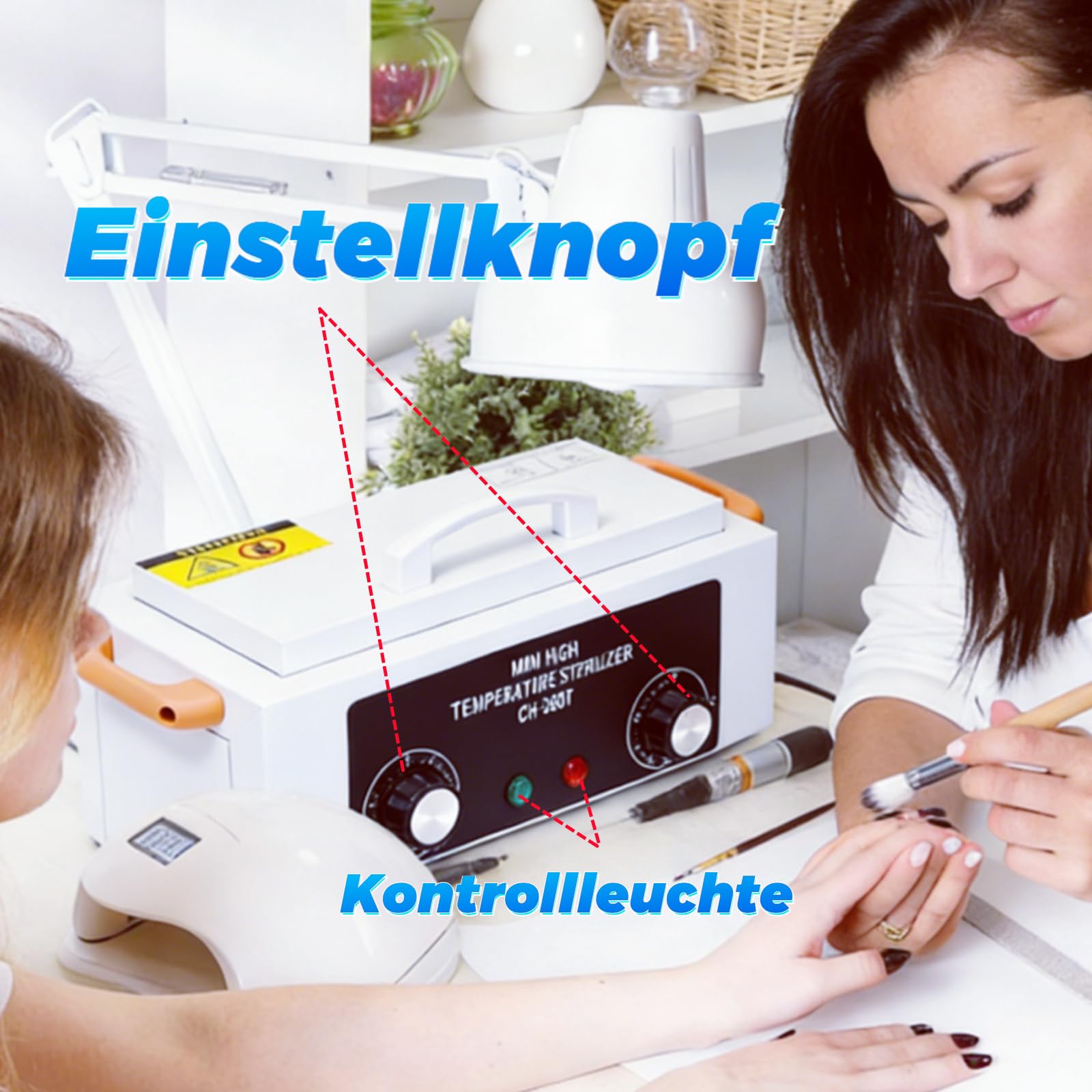 Sterilisator für Instrumente, 300W 220℃, Desinfektion, Trock Hitze | Autoclave Sterilizer mit Trocknerfunktion & Timer für Nagelwerkzeuge, Instrumentendesinfektion für Friseursalon, Zahnarzt