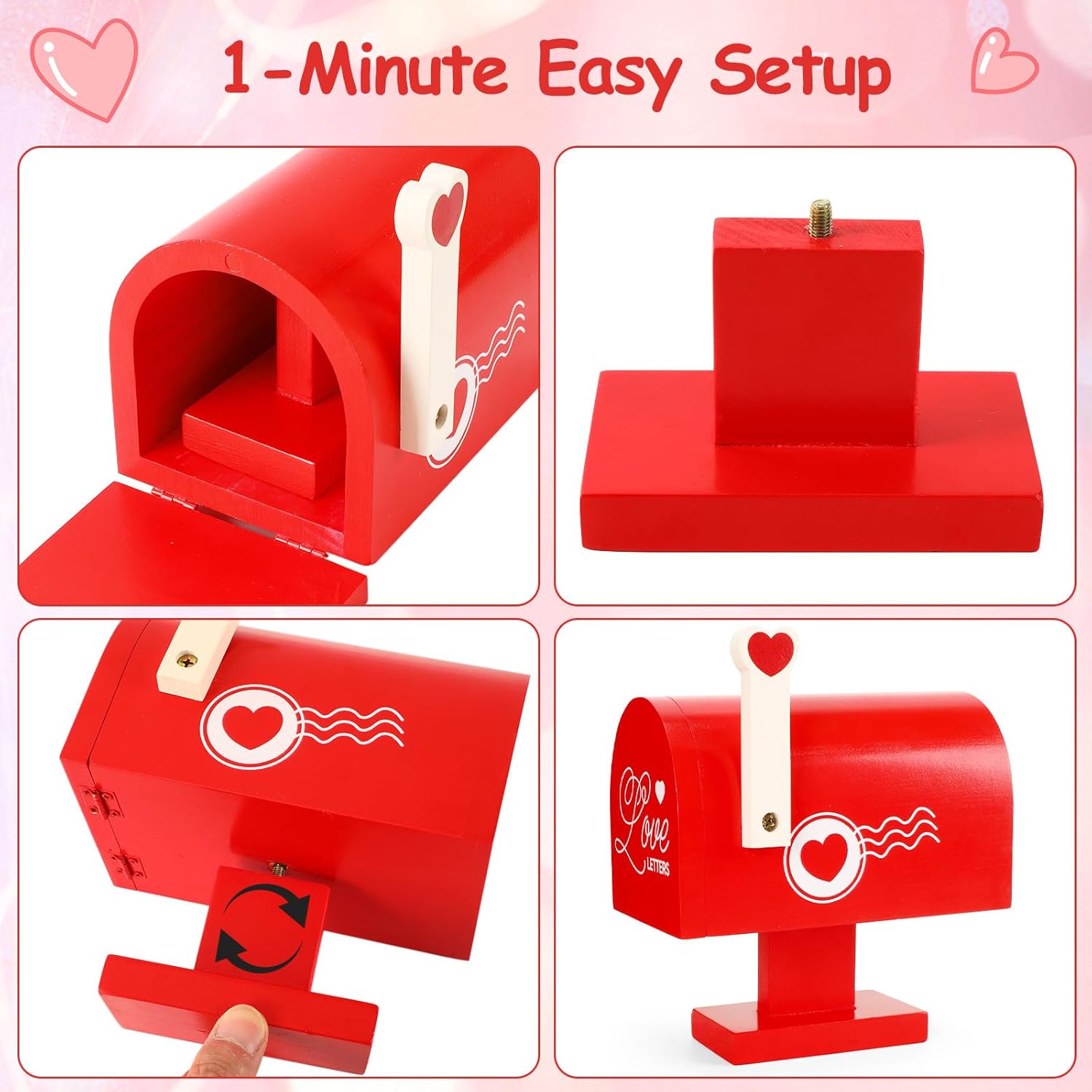 Wooden Love Mailbox with Mini Envelopes, Thoughtful Long Distance Relationship Gifts for Boyfriend – Romantic Valentines Gifts for Him Husband, Cute I Love You Gift for Him Her